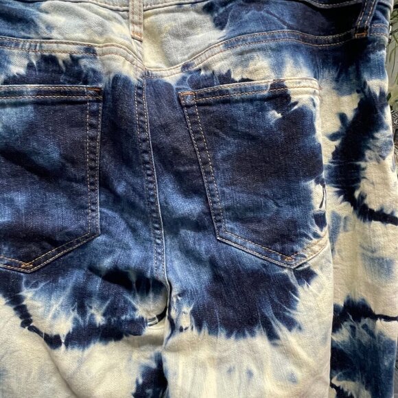 Gap 1969 Real Straight Tie-Dye Jeans 30R Cotton Denim Blue & White - Picture 6 of 7